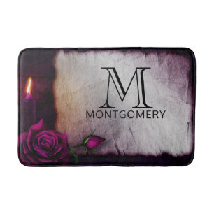 Gothic Rose, Candle, and Parchment Monogram Bath Mat