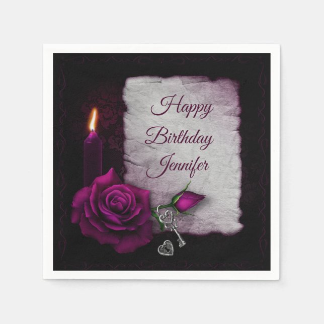 Gothic Rose, Candle, Parchment and Locket Napkin (Front)