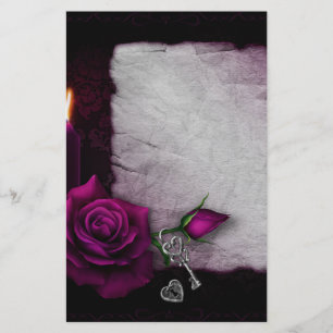 Gothic Rose, Candle, Parchment and Locket Stationery