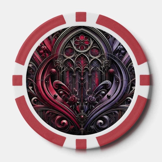 Gothic Rose Casino Poker Chip (Front)
