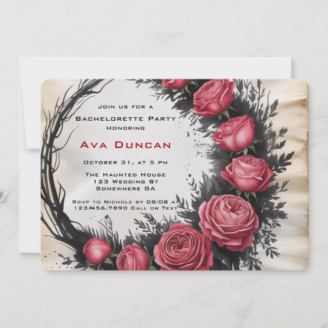 Gothic Rose Frame Bachelorette Party Invitation (Front)