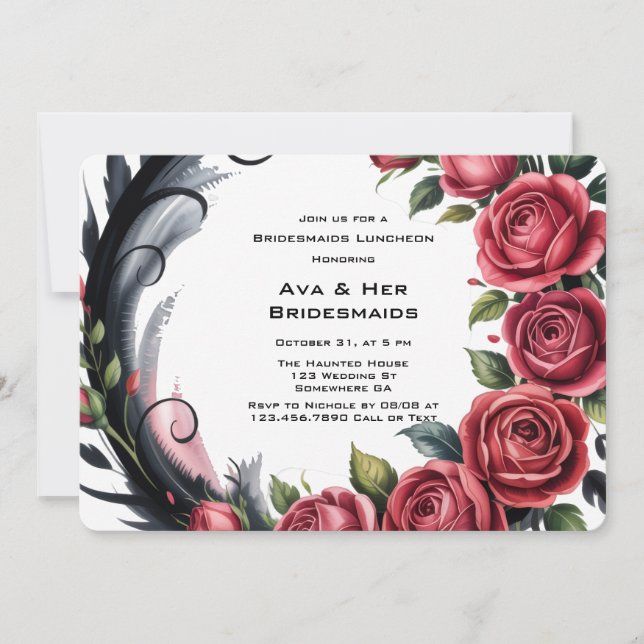 Gothic Rose Frame Bridesmaids Luncheon Invitation (Front)