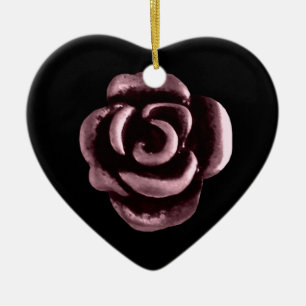 Gothic rose heart anniversary ceramic tree decoration