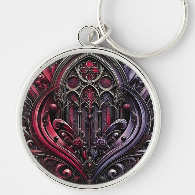 Gothic Rose Keychain with Elegant Design (Front)