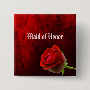 Gothic Rose Maid of Honour Button