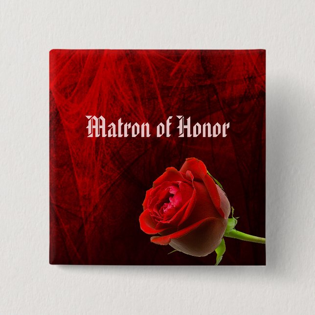 Gothic Rose Matron of Honour Button (Front)