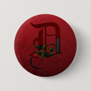 Gothic Rose Monogram D 6 Cm Round Badge