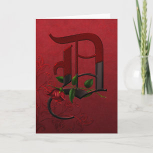 Gothic Rose Monogram D Note Card