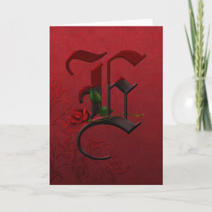 Gothic Rose Monogram E Note Card