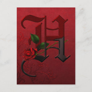Gothic Rose Monogram H Postcard