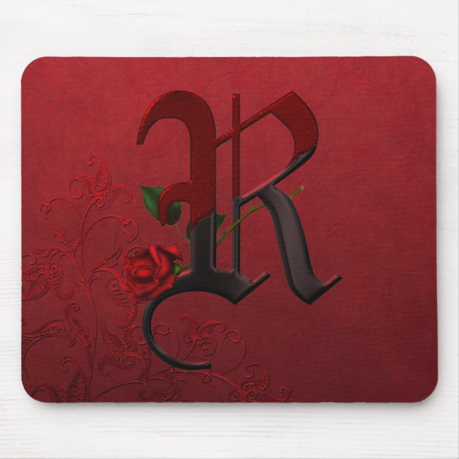 Gothic Rose Monogram R Mouse Mat (Front)