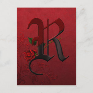Gothic Rose Monogram R Postcard