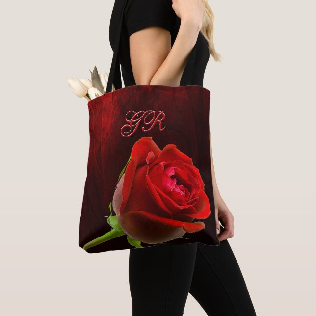 Gothic Rose Monogrammed Tote Bag (Close Up)