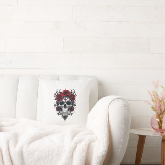 Gothic Rose Skull Cushion