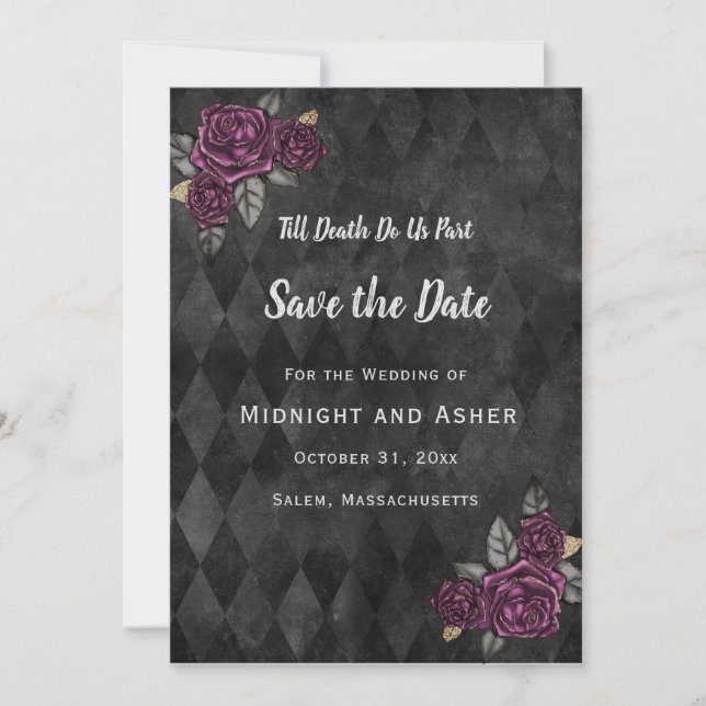 Gothic Rose Till Death Do Us Part Save the Date (Front)