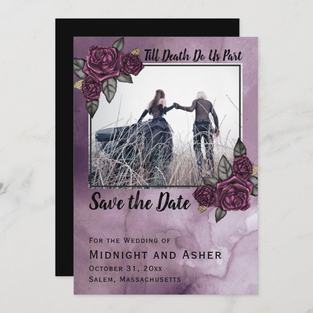 Gothic Rose Till Death Do Us Part Save the Date (Front/Back)