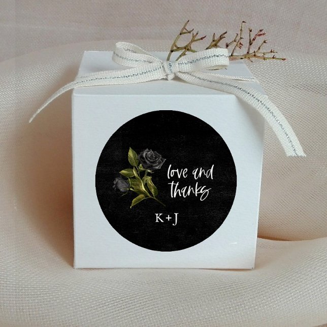 Gothic Rose Wedding Favour  Classic Round Sticker (Creator Uploaded)