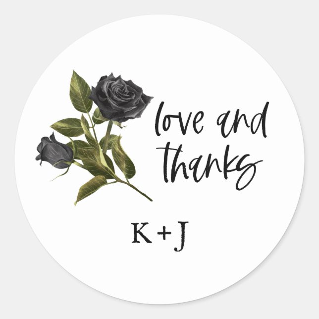 Gothic Rose Wedding Favour White Classic Round Sticker (Front)