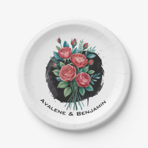 Gothic Rose Wedding Frame Paper Plate