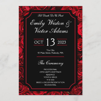 Gothic Rose Wedding Program Wide Menu