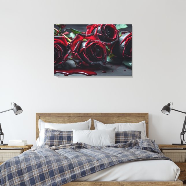 Gothic Roses Canvas Print (Insitu(Bedroom))