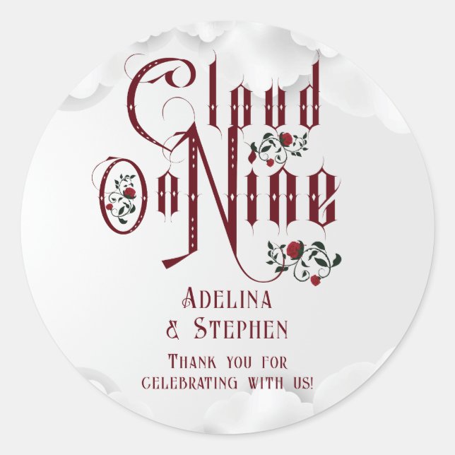 Gothic Roses Cloud Nine Halloween Wedding Classic Round Sticker (Front)