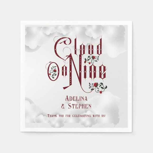 Gothic Roses Cloud Nine Halloween Wedding Napkin (Front)
