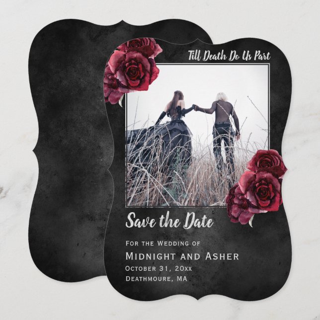 Gothic Roses Dark Save the Date (Front/Back)