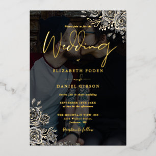 Gothic Roses Floral Photo Wedding Black And Gold