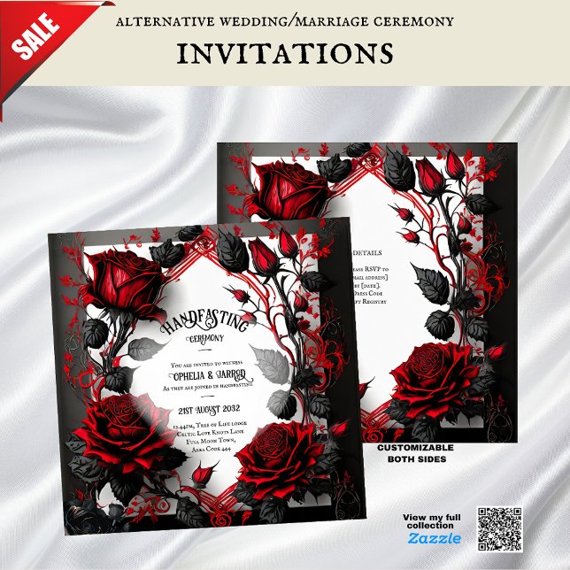 GOTHIC ROSES HANDFASTING CEREMONY INVITATIONS (Creator Uploaded)