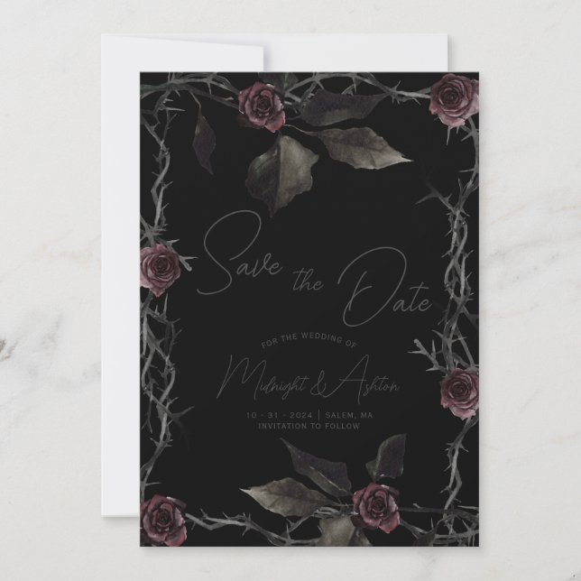 Gothic Roses Save the Date (Front)