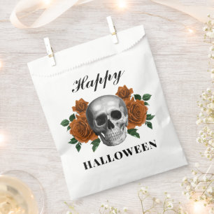 Gothic Roses & Skull Happy Halloween Favour Bags
