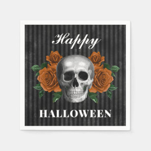 Gothic Roses & Skull Happy Halloween  Napkin