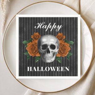 Gothic Roses & Skull Happy Halloween  Napkin