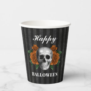 Gothic Roses & Skull Happy Halloween  Paper Cups