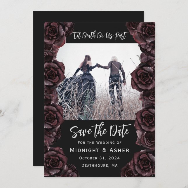 Gothic Roses Til Death Do Us Part Save the Date (Front/Back)