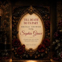 Gothic Roses Till Death Bridal Shower Invitations
