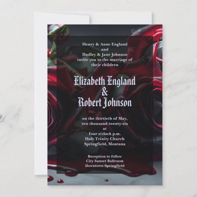 Gothic Roses Wedding Invitation (Front)