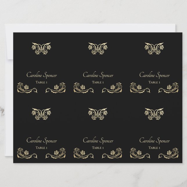 Gothic Roses Wedding Place Cards (Front)