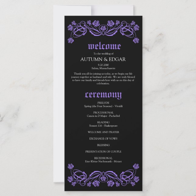 Gothic Roses Wedding Program (Front)