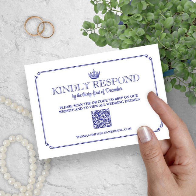 Gothic Royal Crown Mediaeval & Fantasy QR Code RSV RSVP Card (Creator Uploaded)