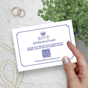Gothic Royal Crown Mediaeval & Fantasy QR Code RSV RSVP Card
