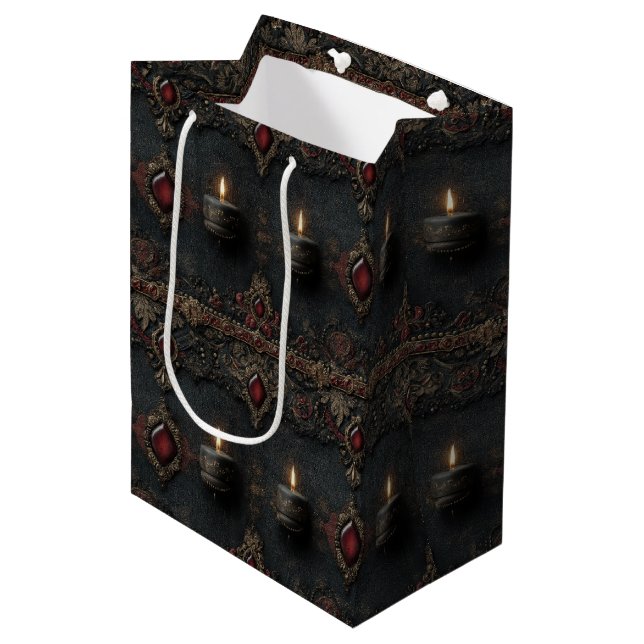 Gothic Ruby Candle Tapestry Medium Gift Bag (Front Angled)