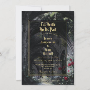 Gothic Ruins Roses Floral All In One Wedding Invitation