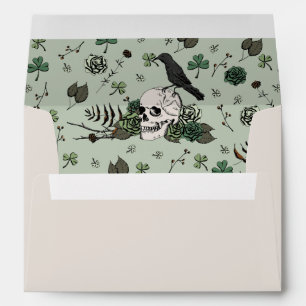 Gothic Sage & Ivory Irish Floral Skulls & Roses Envelope