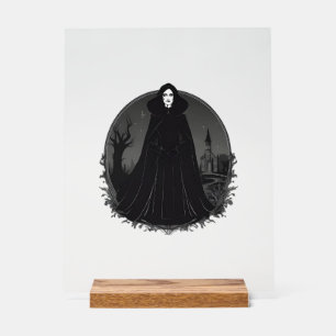 Gothic Salem Witch at Midnight Acrylic Sign