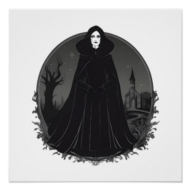 Gothic Salem Witch at Midnight Poster (Front)