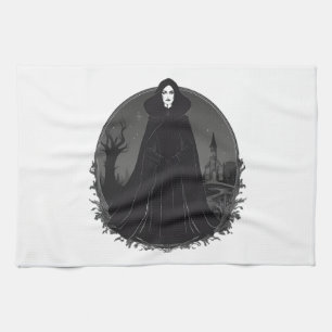 Gothic Salem Witch at Midnight Tea Towel