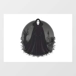 Gothic Salem Witch at Midnight Window Cling