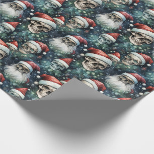 Gothic Santa Hats Green and Red Alternative Xmas Wrapping Paper